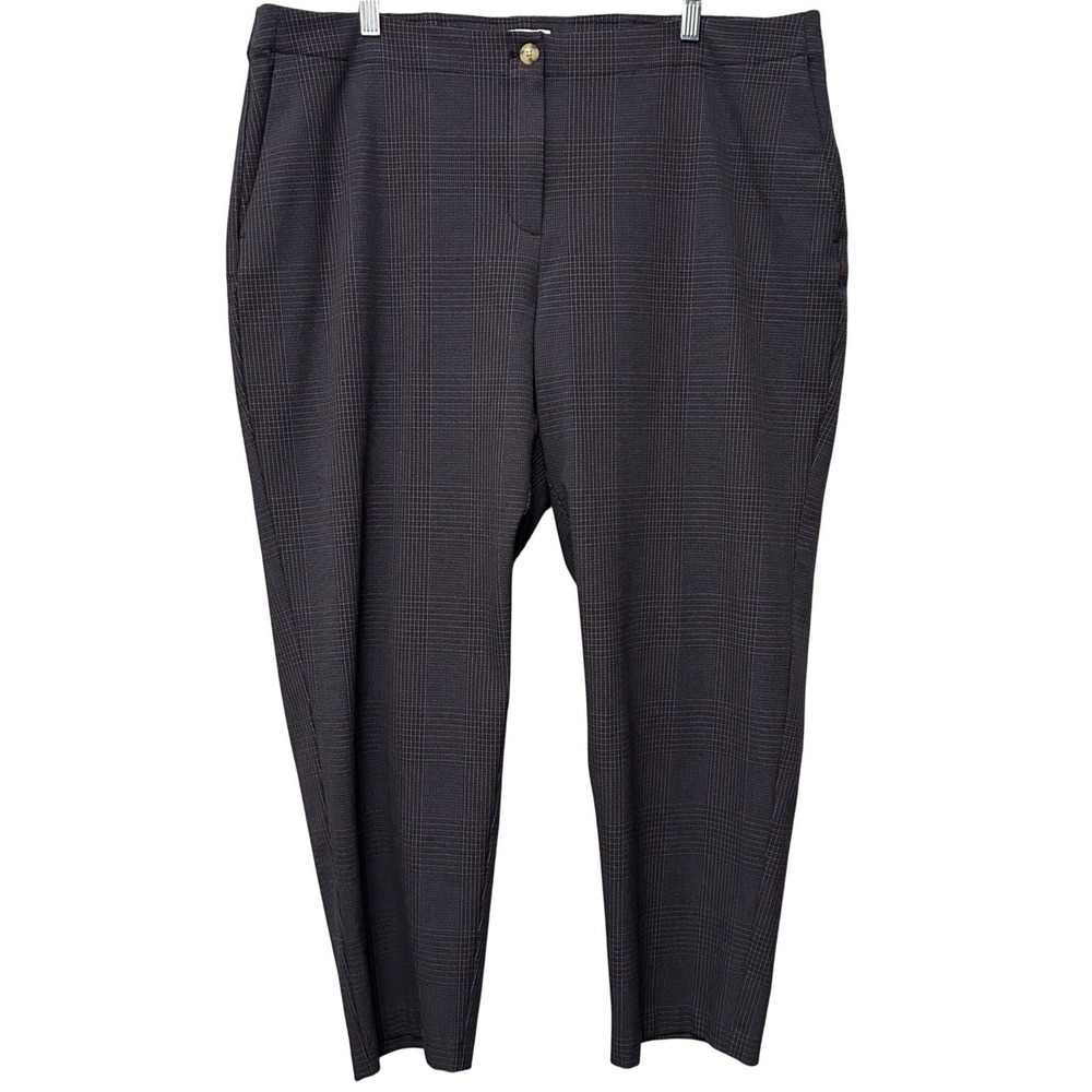 J. Jill Womens 20 Dress Pants Black Multi Plaid Tapered Office Career Trousers